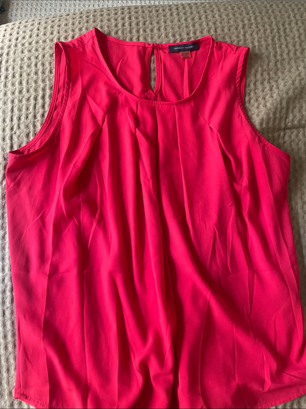 Tommy Hilfiger Bright Pink Pleated Sleeveless blouse